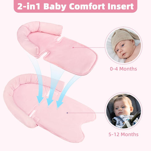 2 1 0-12 SWESEN Infant Car Seat Insert & Strap Covers, Car Seat Head Support for Baby Girls Boys, in Breathable Air