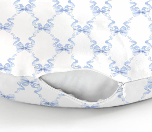 Blue Bows Ribbon Baby Nursing Pillow Covers for Boy Girl Pastel Blue Ribbons Nursing Pillow Slipcovers