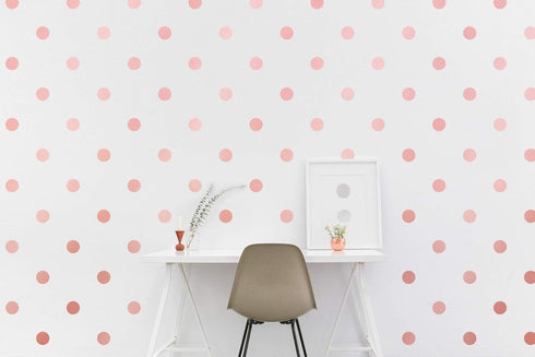 PapaKit Large Round Polka Dot Confetti Wall Decal for Baby Nursery, Safe Removable Adhesive (Rose Gold Metallic)