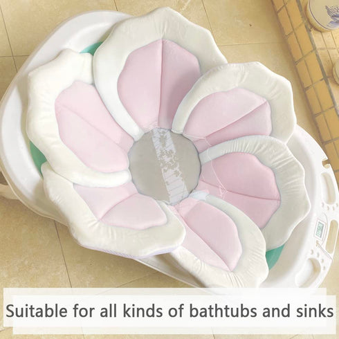 Baby Bath Pad for Infant Bathtub Sink, Soft Flower Mat Tub Supports Lounger Newborn Bathing (Pink)