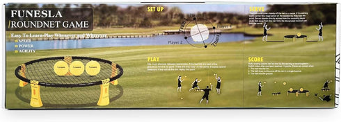 Funeslaball Roundnet Game Set with 3 Balls Kit and Carrying Bag, Beach Lawn Ball Game for Adults and Family, Indoor