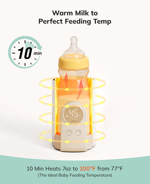 6 Settings 2.5-3.3in (8000mAh) Umimile Portable Bottle Warmer for Travel Heats the Bottle DirectlyNo Pouring, Fast