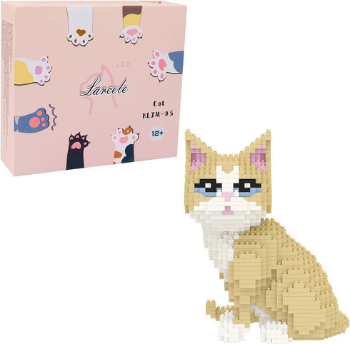 Larcele Cat Micro Building Blocks Animal Set, DIY Mini 3D Building Toy