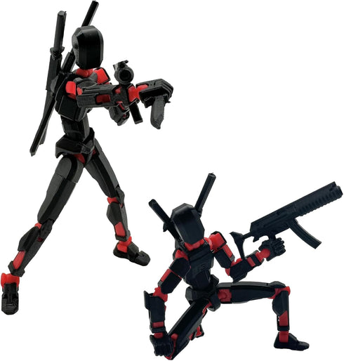 (Assembly Completed) 3D Printed Figure 5.54-inch Dummy13 with Weapon Expansion Set, Movable Desk Decoration, Black