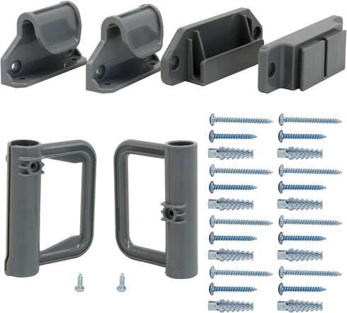 Retractable Baby Gate Hardware, Pet Gate with Cat Door, Wide Baby Gate Replacement Parts Kit, Gray Wall Mounting