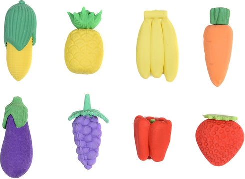 Mini Novelty Cute Fun Food Pencil Erasers for School Classroom Rewards and Party Favors (Fruit & Vegetable)