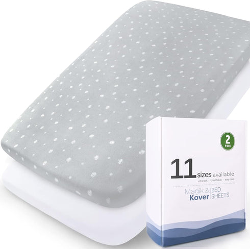 Magik & Kover Bassinet Sheets 2 Pack, Compatible with 4moms Breeze Plus Bassinet (not playard),