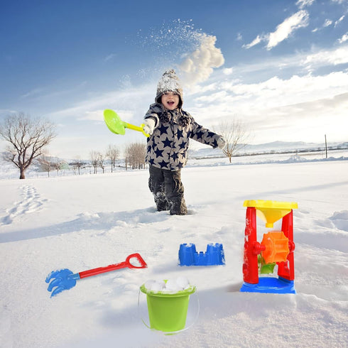 Beach Toys, 19 Piece Sand Toys Set for Kids, Includes Water Wheel, Bucket, Molds, Mesh Bag