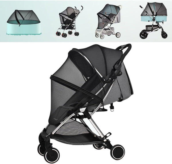Mosquito Net for Baby Stroller, Full Cover Zipper Mesh Stroller Cover, Breathable Stretchable