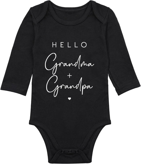 listery Hello Grandma And Grandpa Baby Bodysuit Grandma And Grandpa Baby Pregnancy Announcement