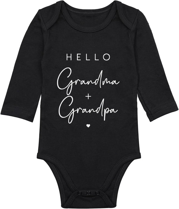 listery Hello Grandma And Grandpa Baby Bodysuit Grandma And Grandpa Baby Pregnancy Announcement