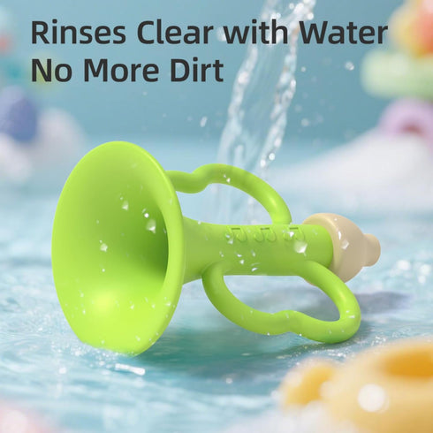 6-12 2PCS 0-6 Baby Trumpet Toy Months, Silicone Baby Horn Blowing Toy with Yellow Green for Teething Sensory Play