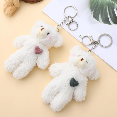 2pcs Plush Bear Keychain - Teddy Bear Keychain Animal Key Ring Hanging Ornament for Girls Women