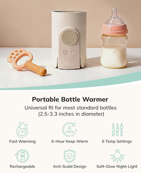 6 Settings 2.5-3.3in (8000mAh) Umimile Portable Bottle Warmer for Travel Heats the Bottle DirectlyNo Pouring, Fast