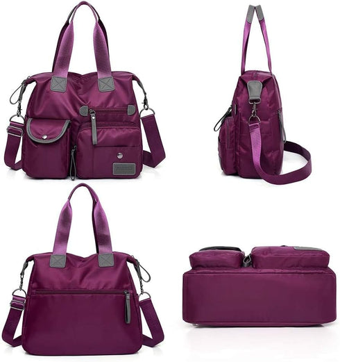 MINTEGRA Waterproof Multi Pocket Nylon Tote Bag for Women