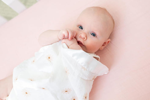 Lulujo Security Lovey Blankets Unisex, Softest Breathable Cotton Muslin Set with Silky Satin Trim | Neutral Comforting