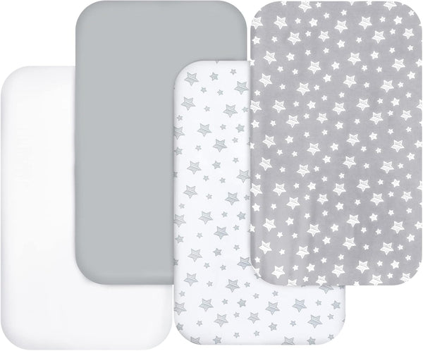 Bassinet Sheets for Baby Boys Girls 4 Pack(33" x 20"), Compatible with