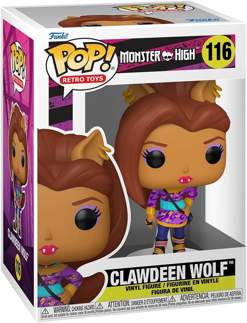 POP Retro Toys: Monster High - Clawdeen Wolf Funko Vinyl Figure (Bundled with Compatible Box Protector Case), Multicolor