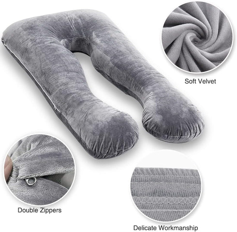 55"x 31" MOON PINE Pregnancy Pillow Cover, U Shaped Body Pillow Cover Only, Velvet Replacement Pillow Case, Fit