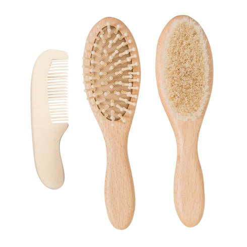 Abaodam Newborn Grooming Kit Wooden Comb Brush Set Bath Accessories Wool Brush