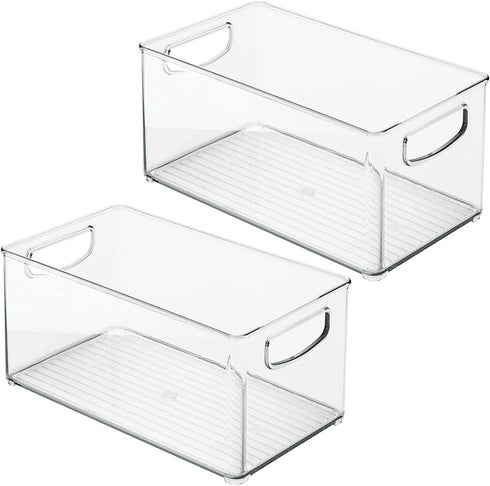 Closet, 2 Pack mDesign Plastic Baby Nursery and Food Organizer - Storage Holder Bin with Handles for Cupboard, Cabinet