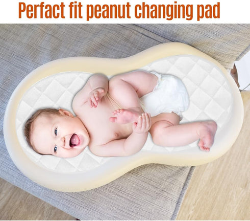 SUNTUE 3 Pack Changing Pad Liner,Peanut Shape Changing Pad Cover,Waterproof,Washable,Thicker and Non-Slip,Chaning Pad