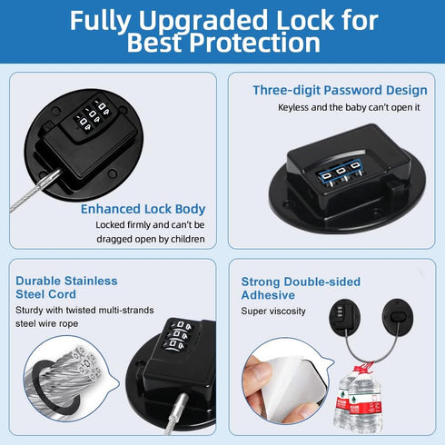 AOSITE 1 Pcs Black Fridge Lock Combo for Adults & Kids