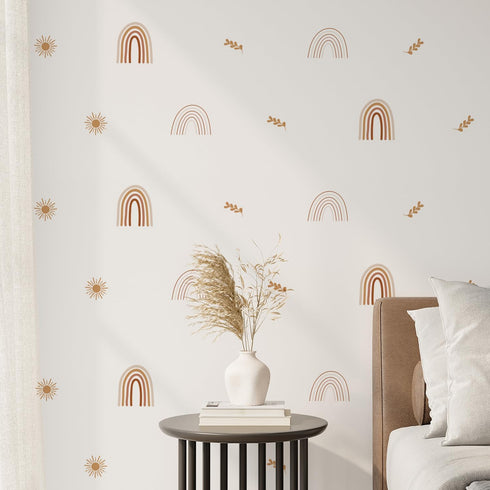 QUCHENG Boho Wall Stickers for Girls Bedroom, Removable Vinyl Decals Nursery Kids Room Decor, 6 Sheets
