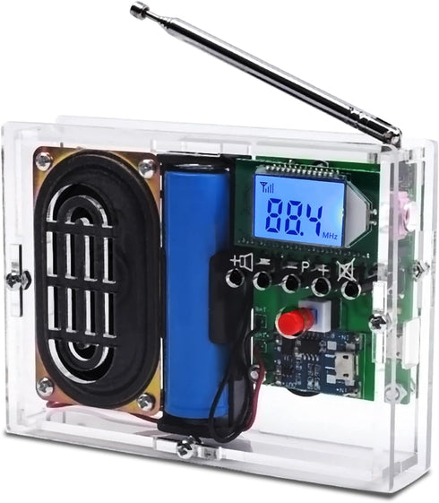 MiOYOOW F? Radio Kit, LCD Display Rechargeable Digital Radio Module DIY Kit with Headphone Jack for Education and Home