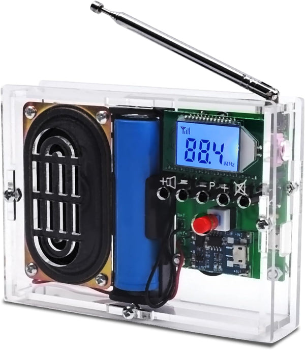 MiOYOOW F? Radio Kit, LCD Display Rechargeable Digital Radio Module DIY Kit with Headphone Jack for Education and Home