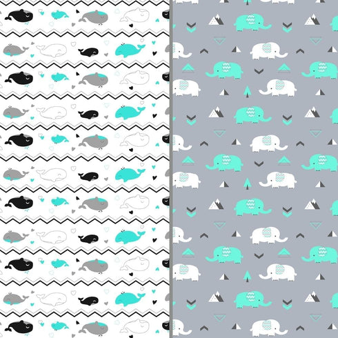 Girls,2 Pack Stretchy Changing Pad Covers for Boys Jersey Knit,Elephant & Whale