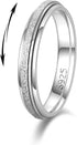 LOFITOR 925 Sterling Silver Fidget Ring for Women Band Anxiety Ring 4mm