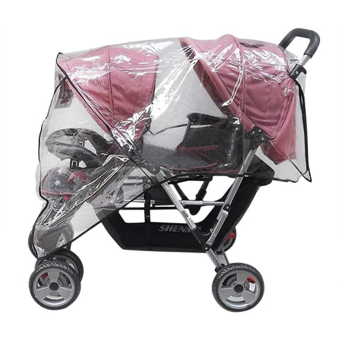 Universal Stroller Raincovers for Twins, Waterproof Buggy Pram Raincoat, PVC Double Carrycots Weather Shield