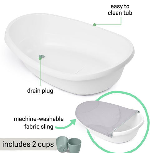 4-in-1 2 0M+ Ingenuity Room to Soak Baby Bath Tub, Newborn to Toddler, Adjustable Full Coverage Sling, Supportive Seat
