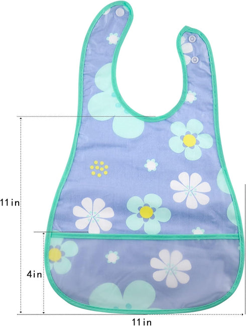 Waterproof Baby Bib Infant with Snaps - Fits Baby & Toddler 6-24 Months, 4pcs (Floral Bunny Fish)