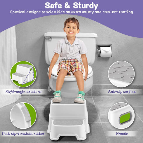 Stool,2 2 Toddler Step Step Stools for Kids with Anti-Slip Surface and Rubber Bottom, Kids Step Stool Poop Stool