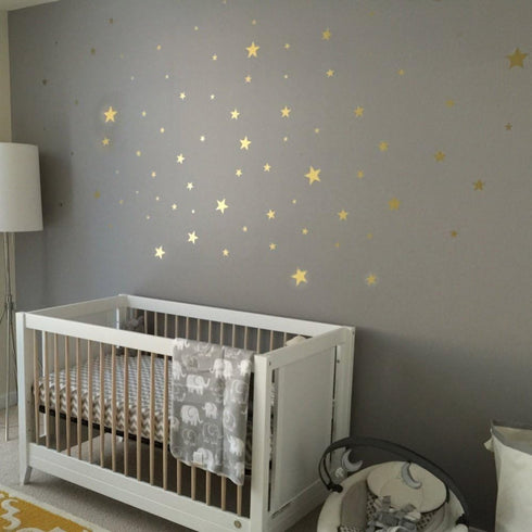 117Pcs Gold Stars Wall Decal Stars Pattern DIY Stickers for Kids Rooms Home Decor