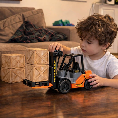 1:22 Liberty Imports Toy Forklift Truck with Pallet & Cargo - Scale Friction Powered Wheels & Manual Lifting Control