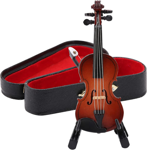 Wooden Miniature Cello with Stand - Mini Musical Instrument Dollhouse Model Home Decoration
