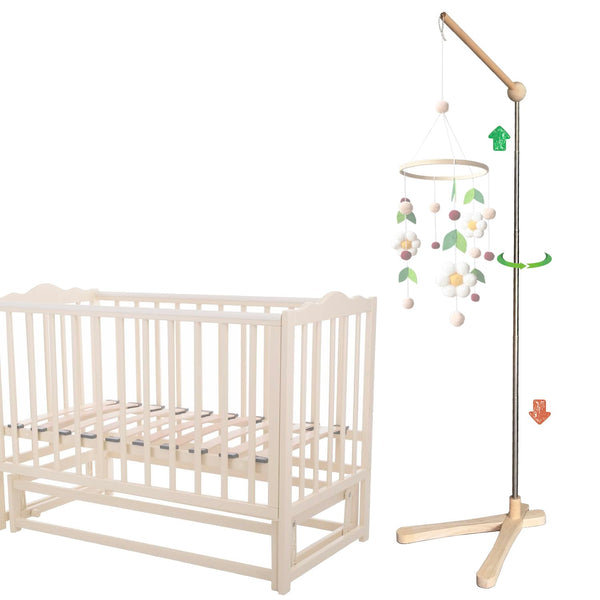 Tuiiopoli Crib Mobile Wooden Arm, Standing Hanger Suitable for All Cribs 100% Natural