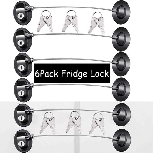 6 Pack Refrigerator Locks with 12 Keys, Child Safety Fridge Lock for Mini Fridge, File Drawer, Toilet Seat