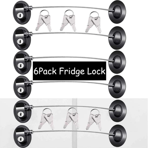 6 Pack Refrigerator Locks with 12 Keys, Child Safety Fridge Lock for Mini Fridge, File Drawer, Toilet Seat