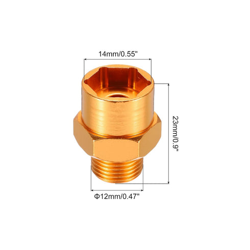 MECCANIXITY Wheel Hex Hub Adapter with M4 Threaded Axle,12mm to 17mm Thickening Extension Conversion Nuts for 1/10 Car Upgrade 1/8 Car Tires (Golden)