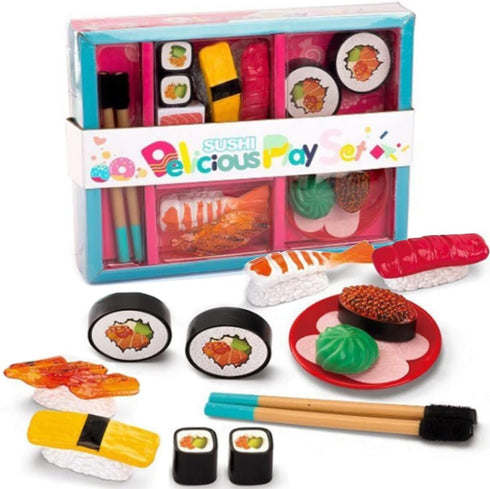 Authentic Japanese Sushi Bento Box Pretend Play Dinner Food Set - 19