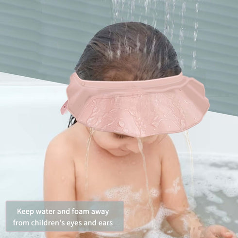 Baby Kids Shower Cap Shower Cap for Kids Shampoo Bath Bathing Hat Silicone Adjustable Washing Hair Shower Bathing Protection Bath Cap for Toddler, Baby, Kids, Children (Pink)