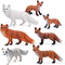 UANDME Fox Toy Figures Set - Includes Arctic Fox & Red Foxes Figurines, Cake Toppers (7 Foxes)