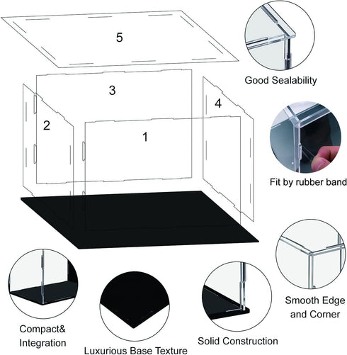 Clear Acrylic Display Case - Self-assembly Box with Black Base for Action Figures and Collectibles