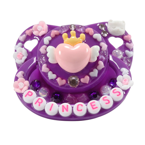 CutiePlusU Adult Sized Pacifier Dummy for Adult-Big Shield DIY Handmade-Little Princess Darkpurple