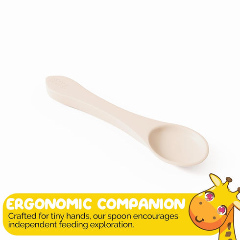 Baby Feeding Set by Muqee Peeko - Baby Feeding Essentials in Baby Apricot Color with Suction Plates for Toddlers,