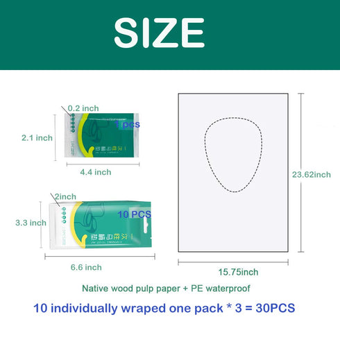 Ditind Disposable Toilet Seat Covers, 30 Pcs, Extra Large PE Film Travel Mats for Kids and Adults, 15.8×23.6 inch